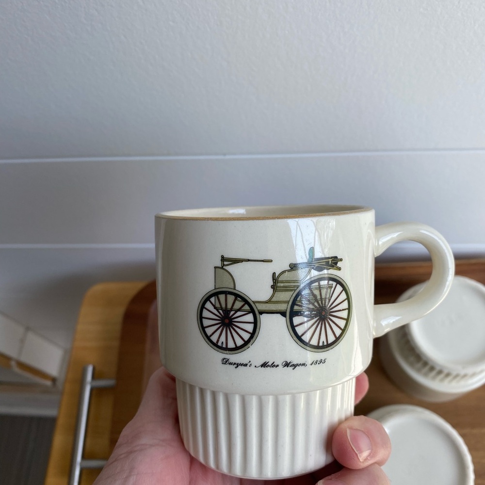 Ceramic Antique Car Mugs Vintage Stackable Set Of 5 Collectible Collector Item - Picture 7 of 15